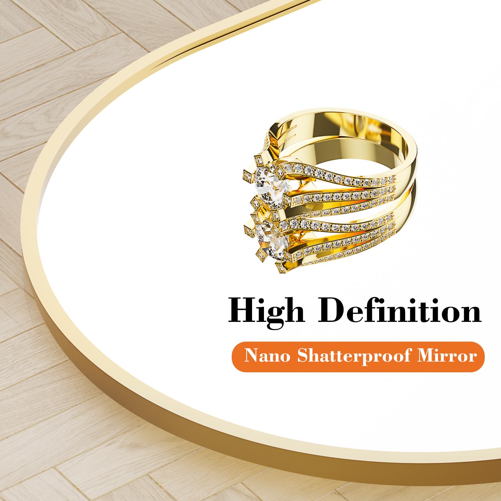 DUMOS Arched Full Length Mirror with Stand Floor Standing Aluminum Frame for Bedroom Body Hanging Leaning Modern Simple Home Decor Shatter-Proorf Nano Glass Wall Living Room Cloakroom Black 59"x16": Gold-rounded 58"L x 19"W