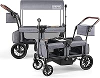 Vista 1 de HARPPA All-Terrain Wagon Stroller for 2 Kids, Foldable Outdoor & Beach Stroller Wagon with Removable Canopy, Adjustable Push & Pull Handle, Footwell