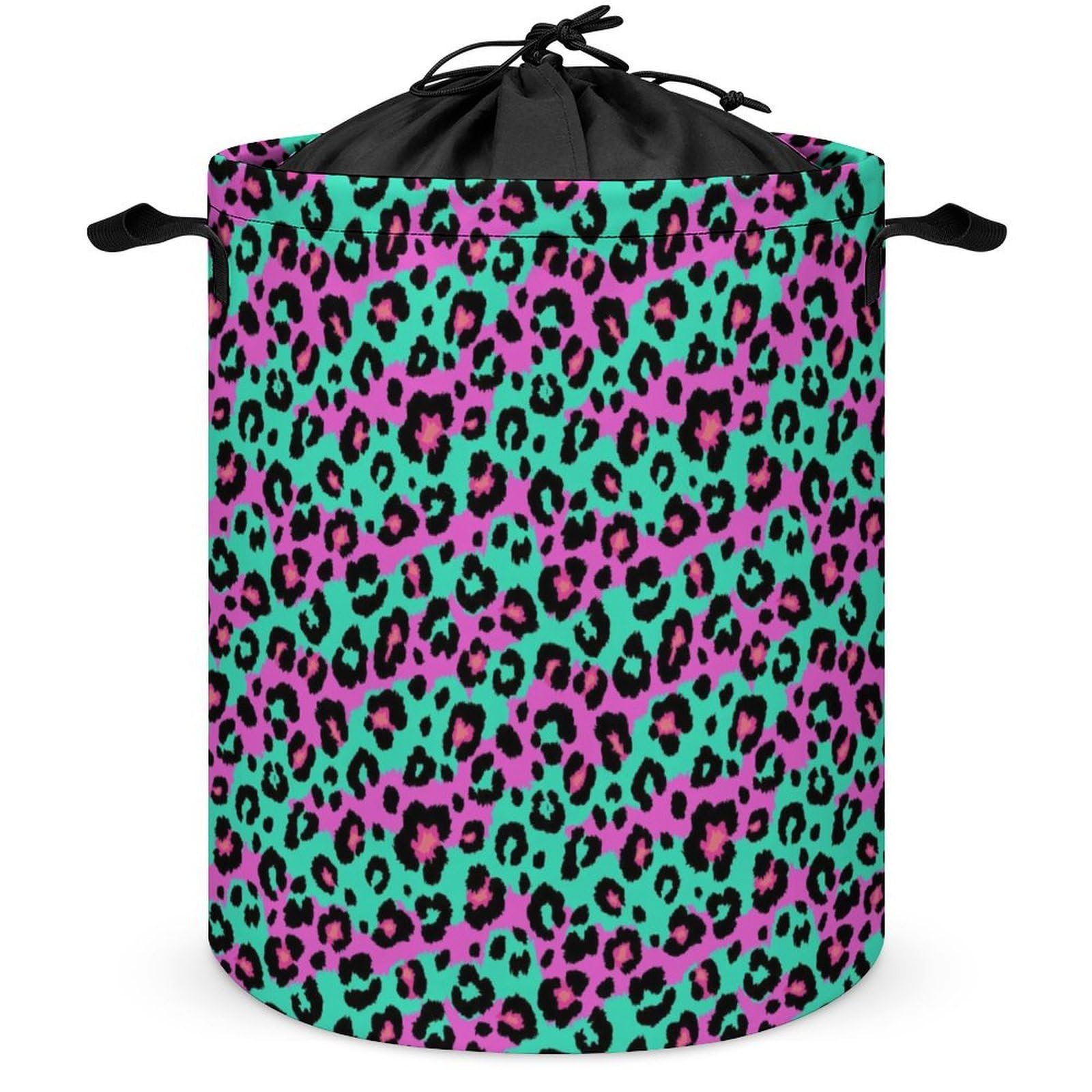 Qjjinxior Drawstring Laundry Hamper, Leopard And Zebra Laundry Basket, Washing Basket with Handle