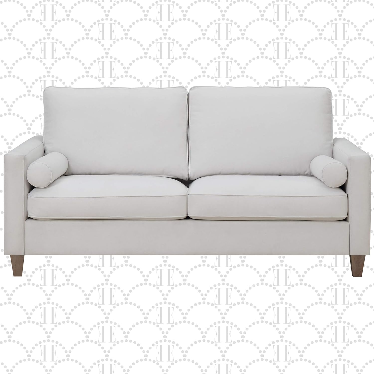 Elle Decor Porter Upholstered Loveseat Sofa, Contemporary Track Arm 75-Inch Wide Living Room Couch for Small Space, Natural Wood Finish Legs, Cream