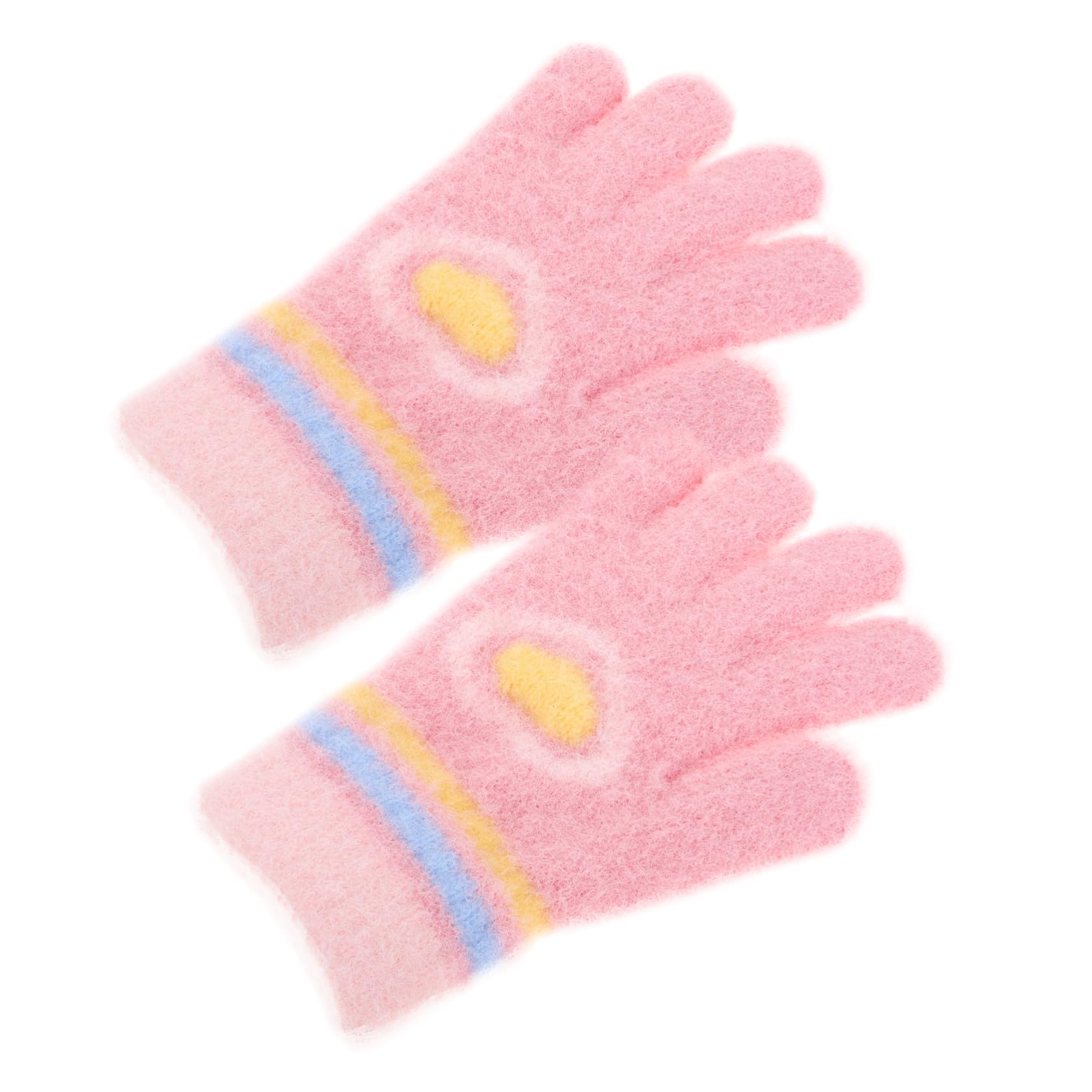 Ipetboom Girls' Winter Knit Gloves Design Toddler Mittens Soft Cotton Lining Anti-slip Warm Hand 3-5 Years