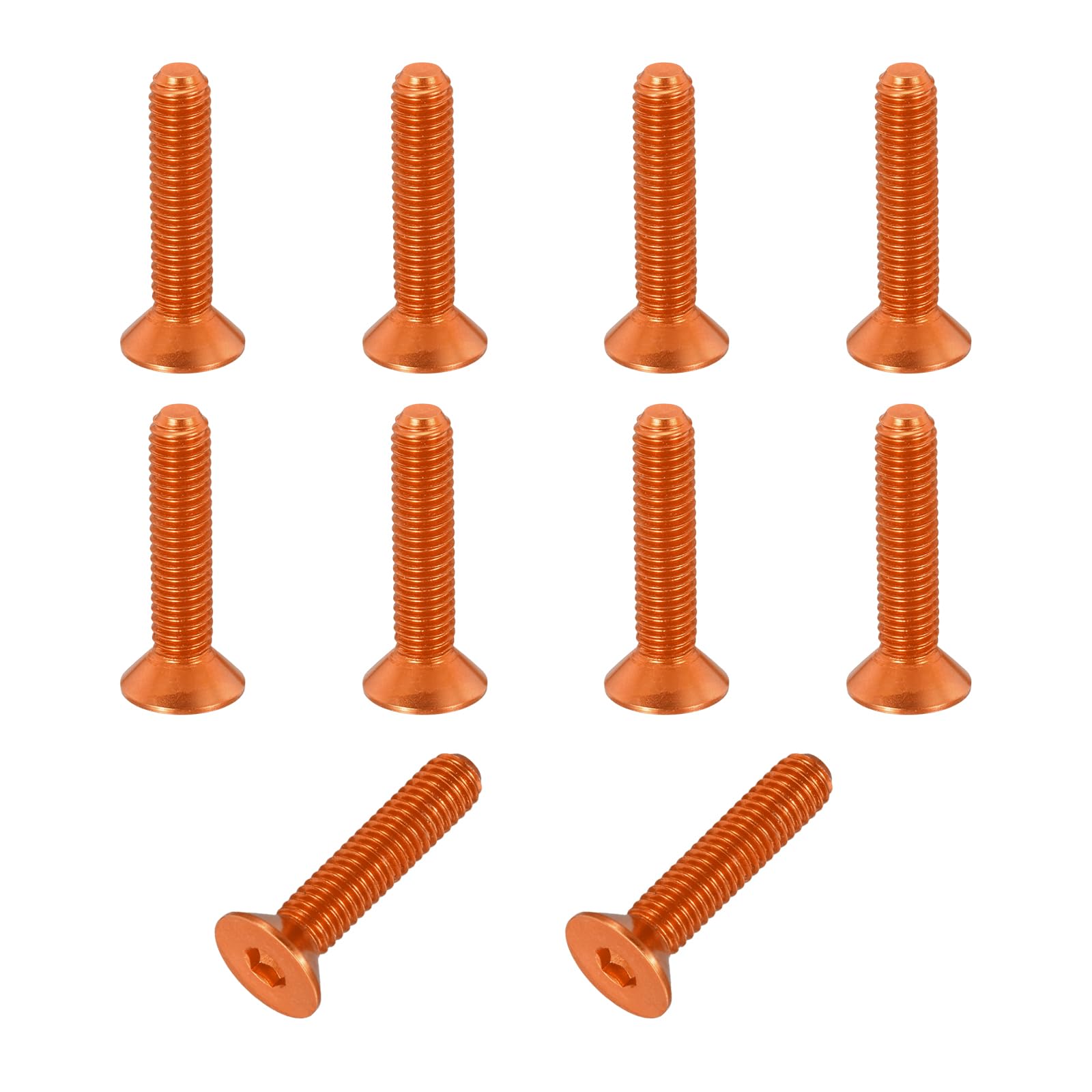 sourcing map 10 Pack Socket Head Screws, M3x14mm Aluminum Alloy Countersunk Head Hex Socket Screws Hardware Hexagon Flat Head Bolts for Model Accessories, Orange
