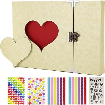 Photo Album Scrapbooking BORR DIY Handmade Scrapbook Album Family Memory Book Black Page Scrap Book, Christmas Wedding Couples Birthday Presents Beige