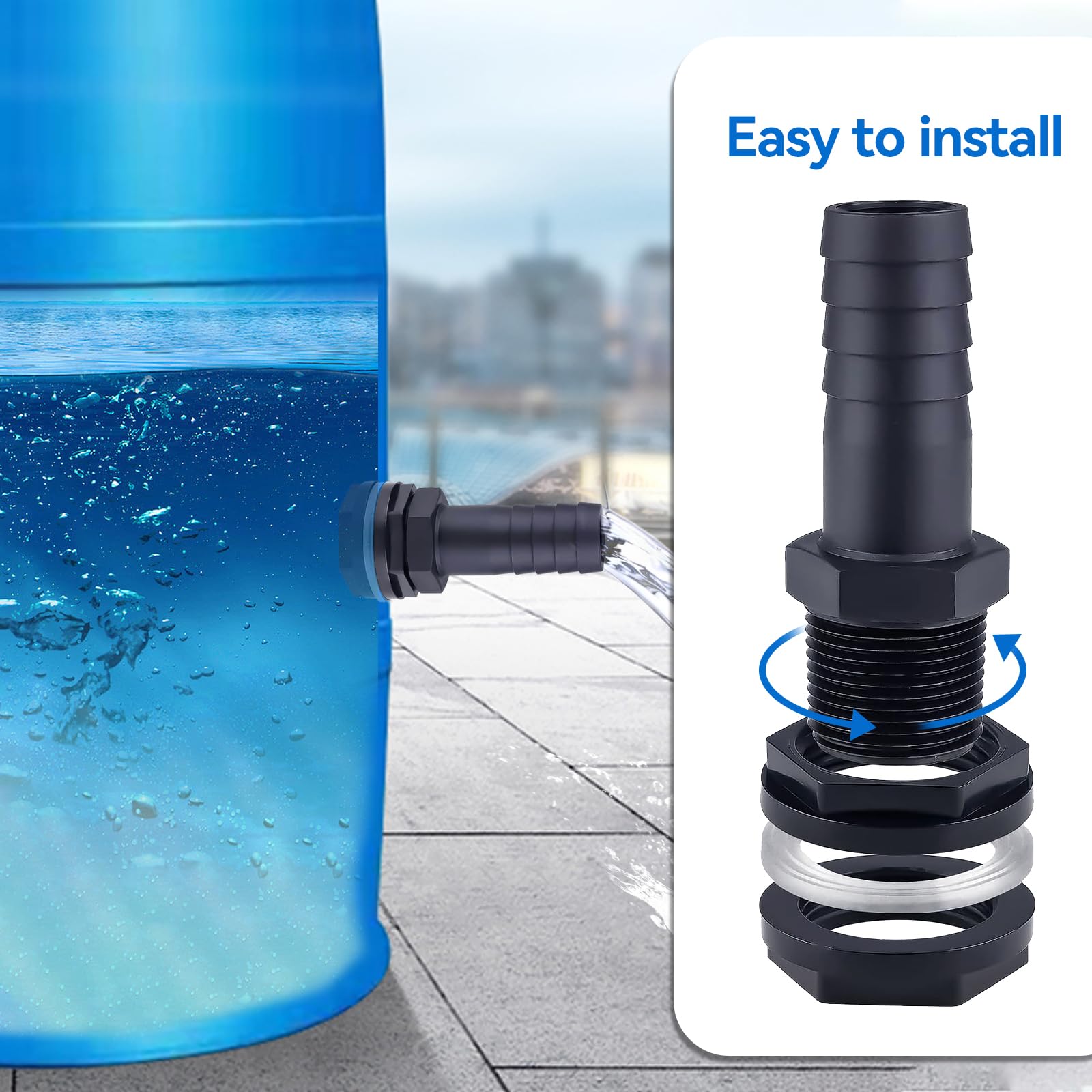 4x Tankdurchführung 1 Zoll - Regentonnendurchführung Mit Dichtungen & Kontermutter