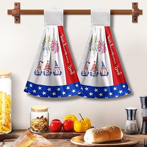 Miniatura 6 de Lealeg Toallas de cocina colgantes de gnomo de Estados Unidos, 4 de julio, toallas colgantes para baño, toalla para el día de la independencia