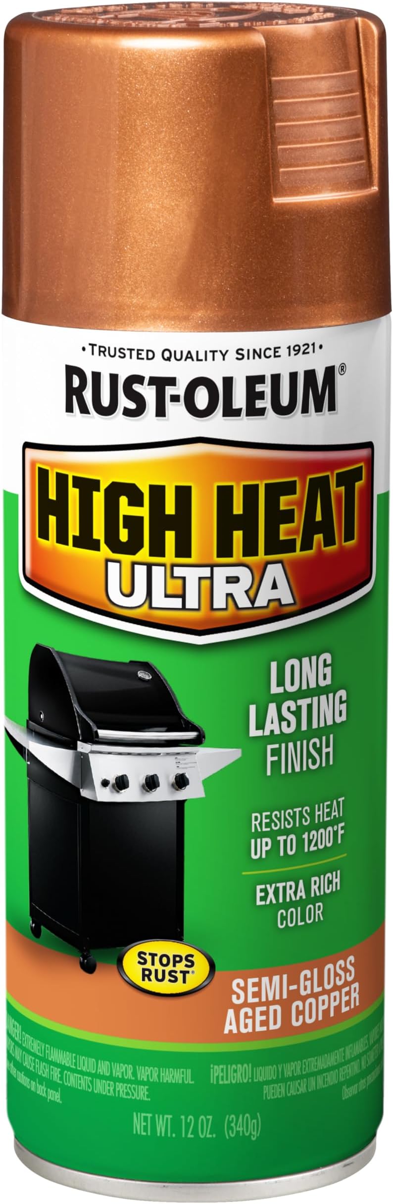 241232 High Heat Ultra Spray Paint, 12 oz, Aged Copper
