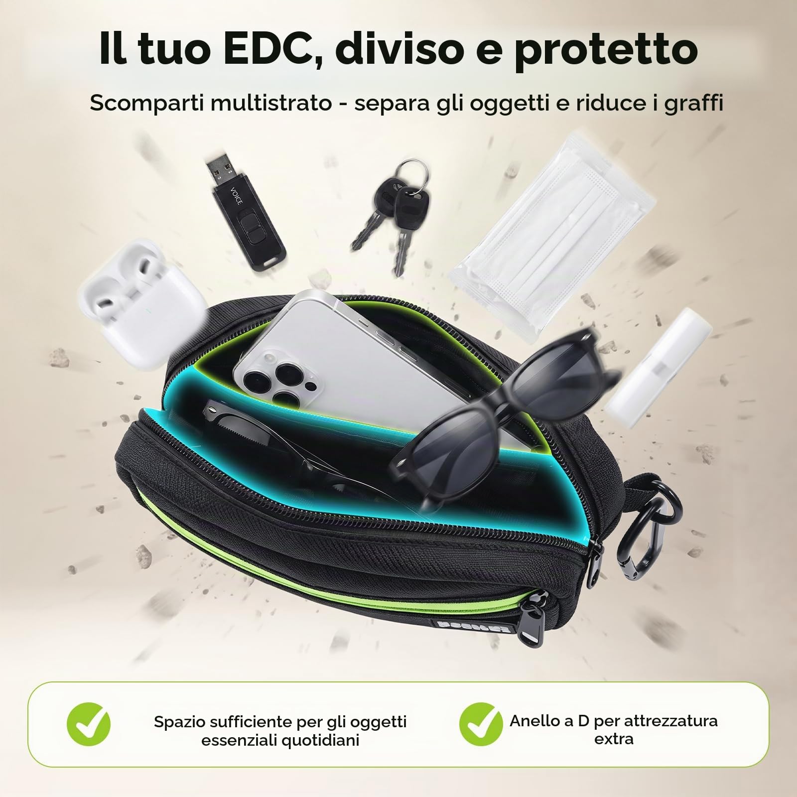 Pecute Guinzaglio Doppio per Cani Mani Libere con Borsello Impermeabile | Guinzaglio Anti Tiro con Corda Elastica e Doppi Manici Riflettenti per Cani 5-15kg