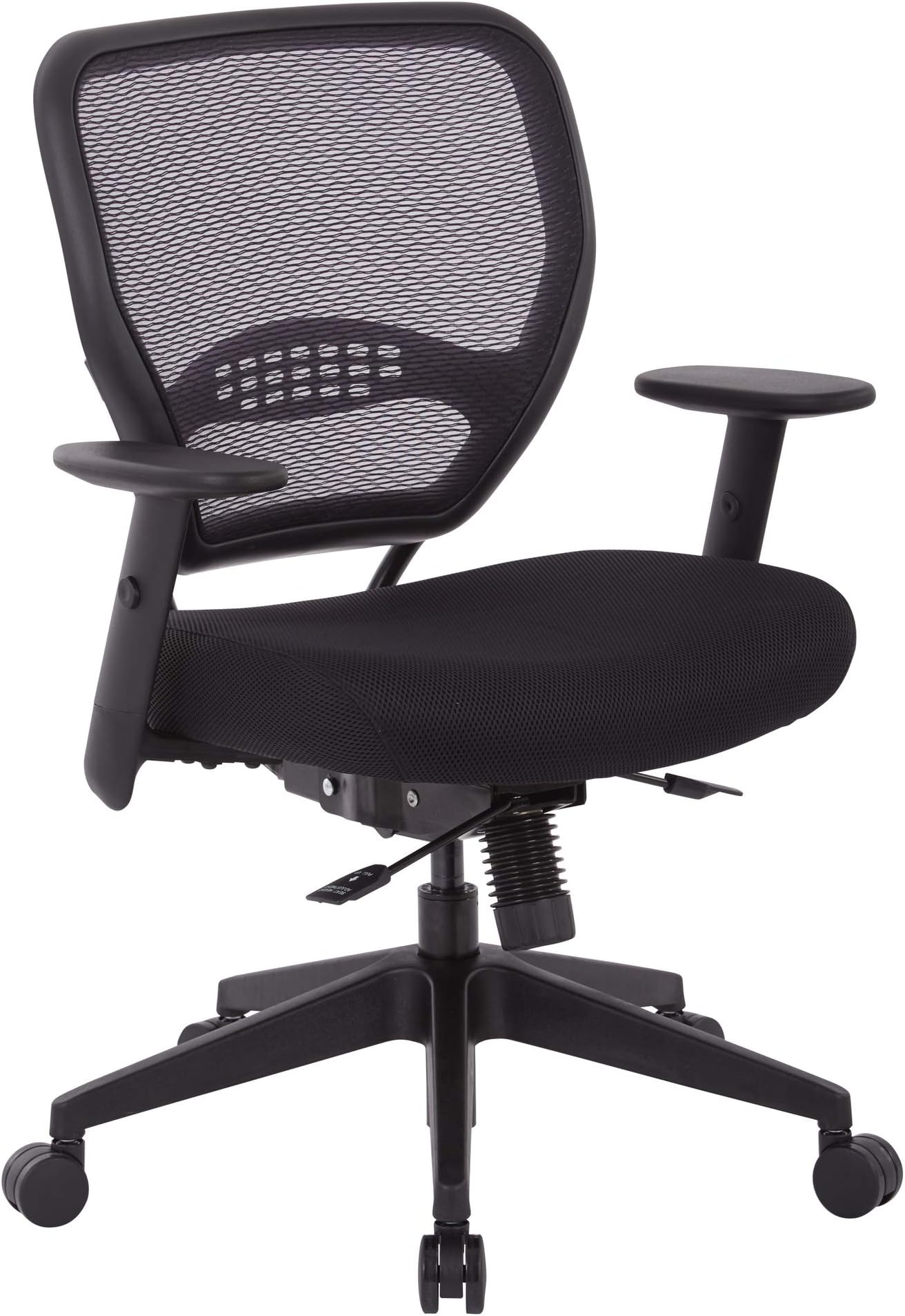 55 Series Air Grid Back Manager's Office Chair with Adjustable Angled Arms, Seat Slider and Angled Nylon Base, Black Fabric