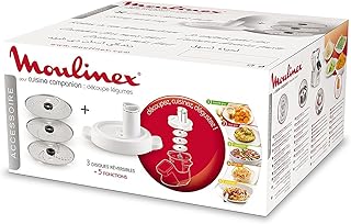 Moulinex Découpe-Légumes pour robot cuiseur Companion, Accessoire officiel, Râpe et tranche, Compatible avec tous les robots cuisine Companion XF383110, Blanc