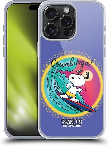 Head Case Designs Officially Licensed Peanuts Cowabunga Surf Snoopy Boardwalk Airbrush Soft Gel Case Compatible with Apple iPhone 15 Pro Max