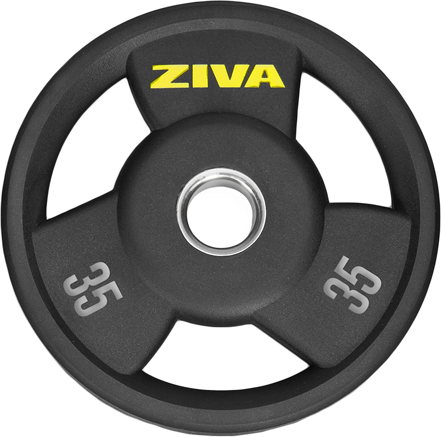 ZIVA Olympic Weight Plate – Premium Urethane-Coated Grip Disc with 2" Stainless Steel Insert and 3-Position Handle – Sold Individually (2.5–45 lb) Does not fit Standard Studio Barbell