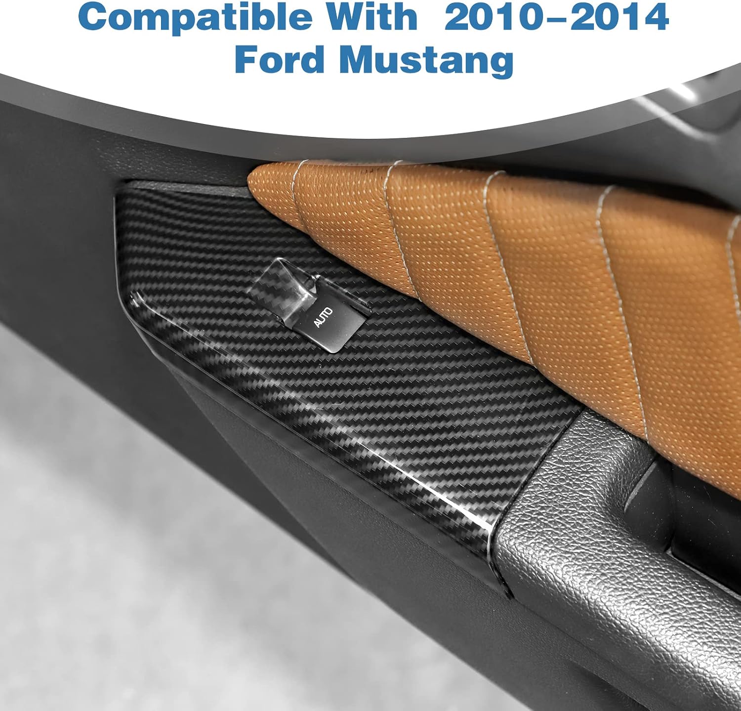 for Mustang Carbon Fiber Window Lift Switch Button Panel Cover Trim Compatible with Ford Mustang 2010 2011 2012 2013 2014 Carbon Fiber Interior Accessories