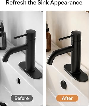 BWE Black Sink Basin Trim Overflow Cover Bathroom Vessel Vanity Basin | Soft Rounded Contour,Tool-Free Quick Snap Installation,Scratch Resistant Surface,Minimalist Compact Outline,Reusable Snap
