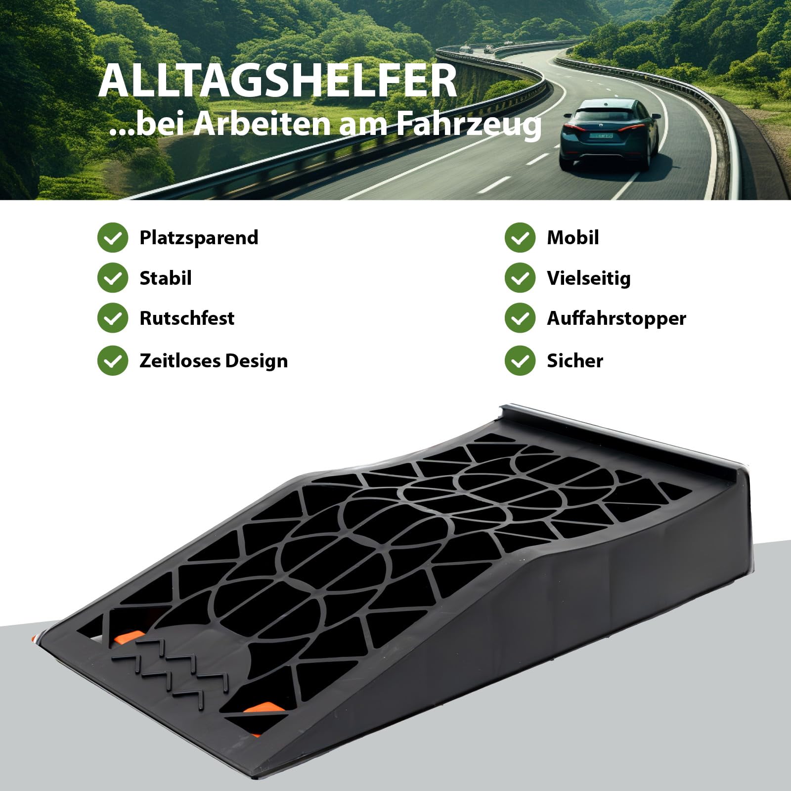 TRUTZHOLM 2 x Auffahrkeil Stufenkeil Ausgleichskeil mit Überfahrstopper 42 x 23 x 8 cm Kunststoff hochbelastbar 5 t Tragkrfat für Wohnmobil Camper PKW SUV rutschfester Keil
