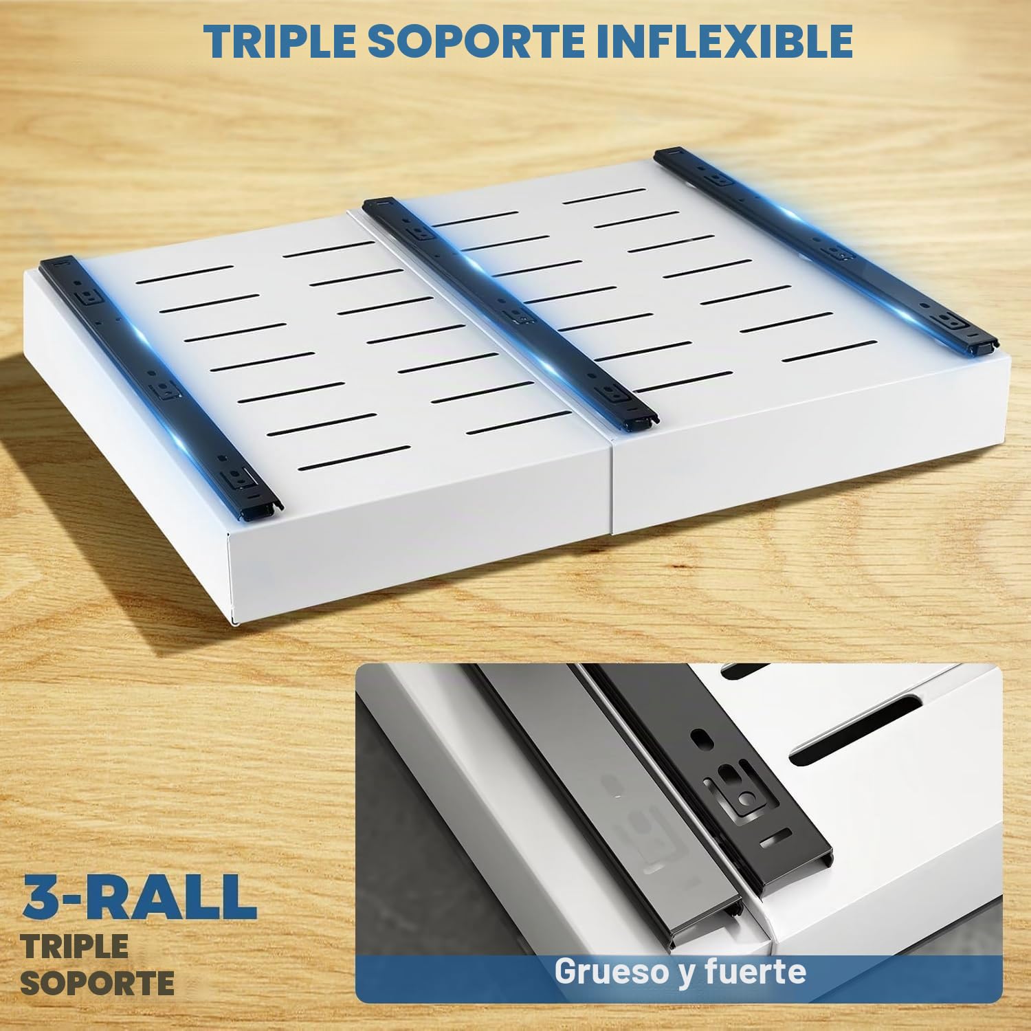 2 Cajones Extraibles para Cocina - Cajón Extraíble Mueble con Bandeja Extraible Armario Cocina, Ancho Ajustable 32-52cm, Sistema de Rieles Sin Taladrar, Organizador Armario Extensible Blanco
