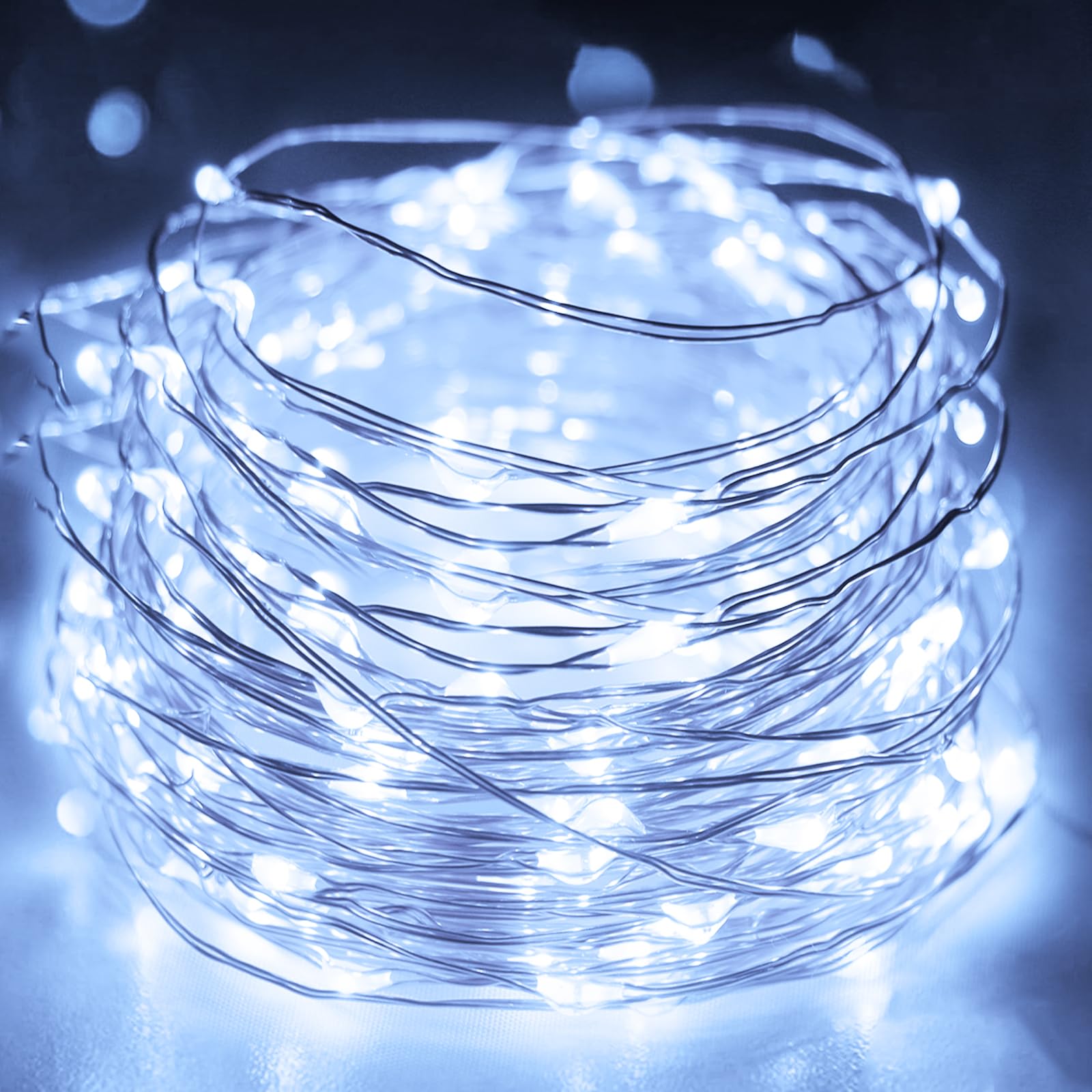 litogo Lichterkette Batterie Timer, 5M 50 LED Lichterkette Innen Wasserdicht Kupferdraht Fairy Lights, Lichterketten Batteriebetrieben (3AA Batterie) für Party Weihnachten Hochzeit Deko, Kaltes Weiß