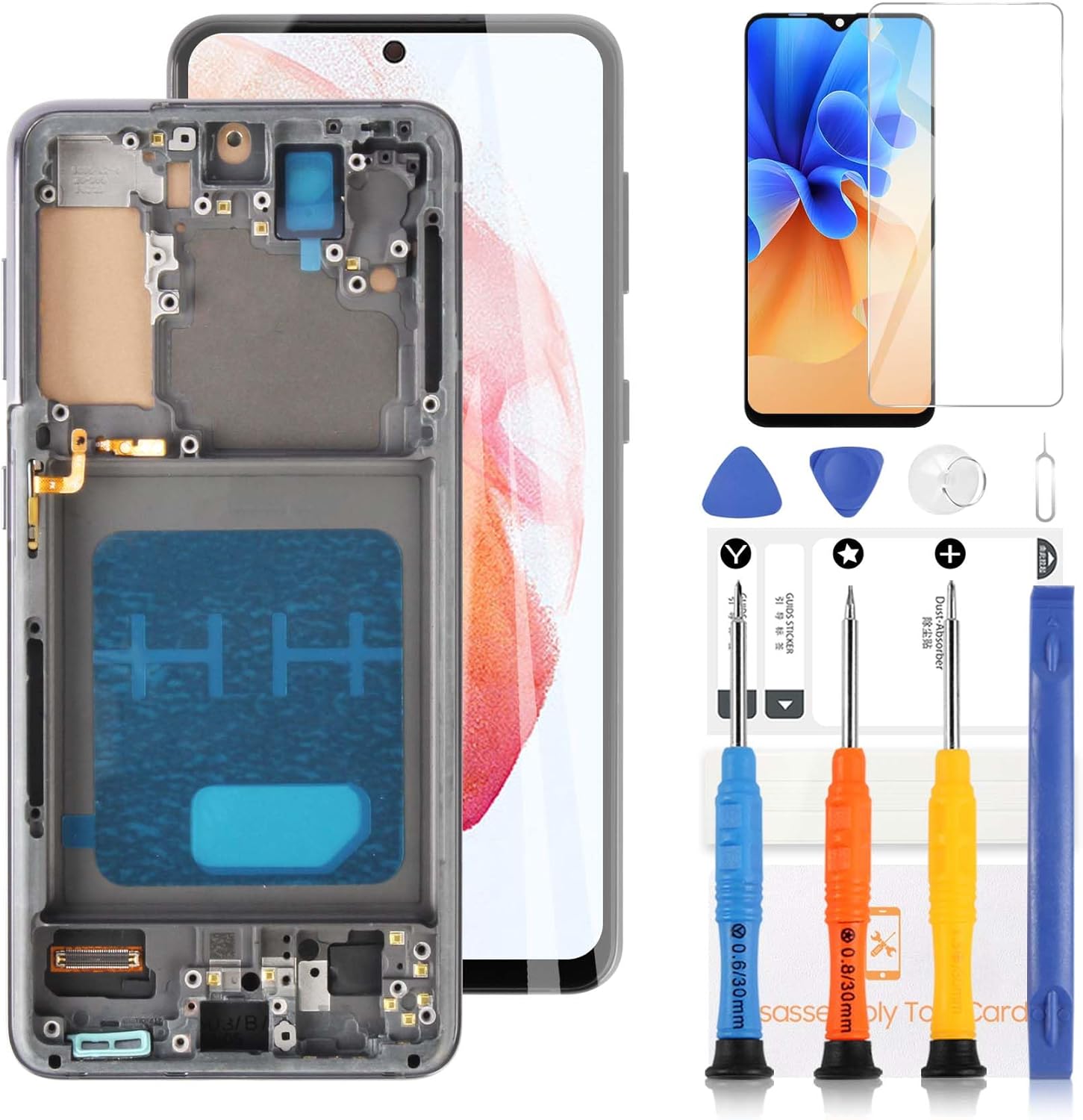 INCELL Screen Replacement for Samsung Galaxy S21 4G / 5G G990 G991 SM-G991 SM-G991B SM-G991U SM-G991W LCD Display Touch Screen Digitizer Assembly Kit(Black with Frame,No Fingerprint Function)