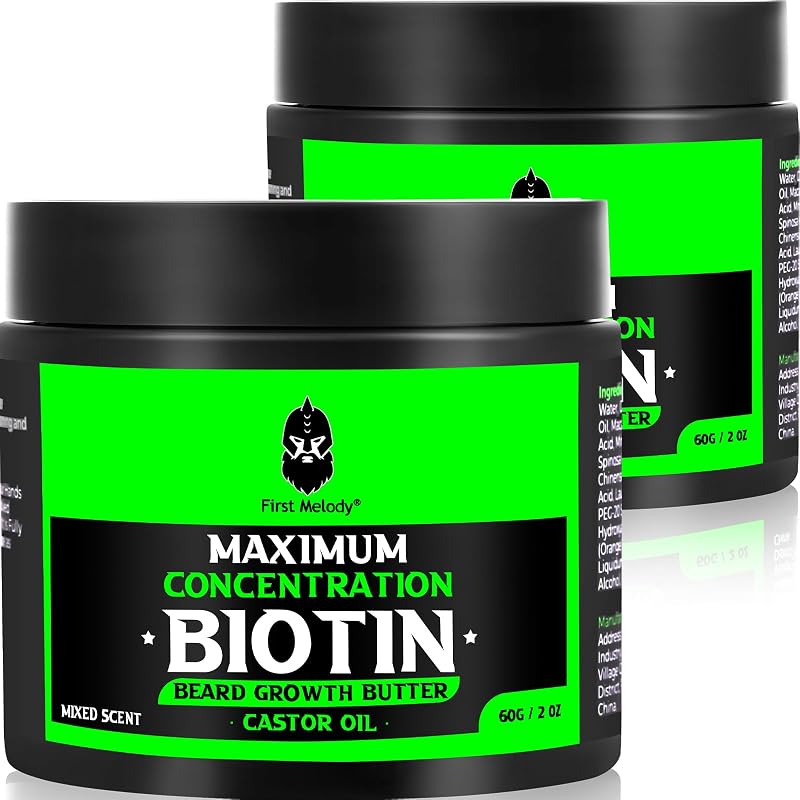 Manteiga para Barba First Melody com Biotina, Óleo de Rícino, Argan e Jojoba, Pacote com 2