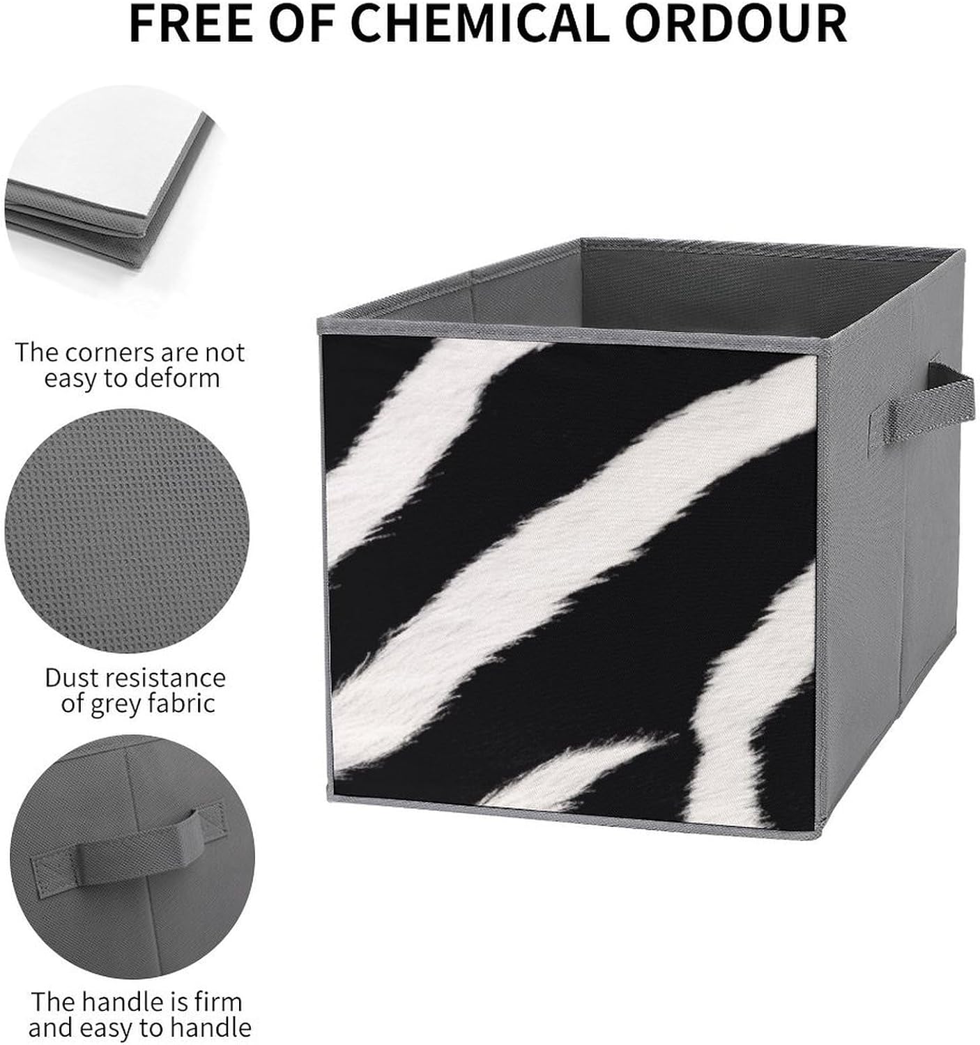 Zebra Animal Storage Cubes Set of 6 Storage Bins with Handles Collapsible Storage Basket Fabric Storage Box for Shelves Large Closet Shelf Organizer for Organization 11 Inch