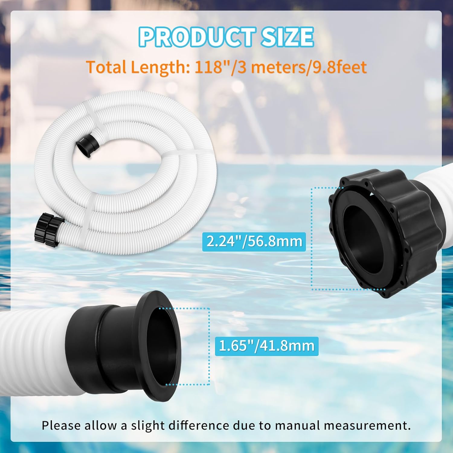 BW58368 Pool Pump Hose Replacement for Above Ground Pool, Sand Filter Pump Hose Compatible with In tex, Cole man Sand Filter Pumps, Pool Heaters and Chlorinators, (1.5 Inch x 9.8 Foot)