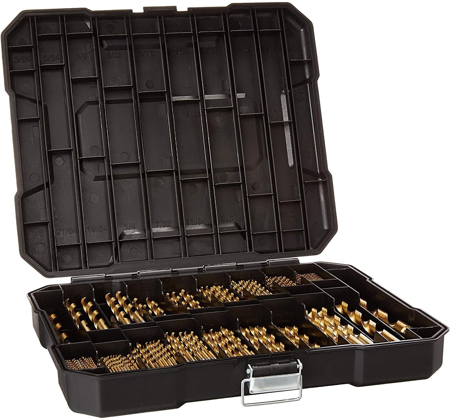 230 Pieces Titanium Twist Drill Bit Set, 135° Tip High Speed Steel, Size from 3/64" up to 1/2", Ideal Drilling in Wood/Cast Iron/Aluminum Alloy/Plastic/Fiberglass, with Hard Storage