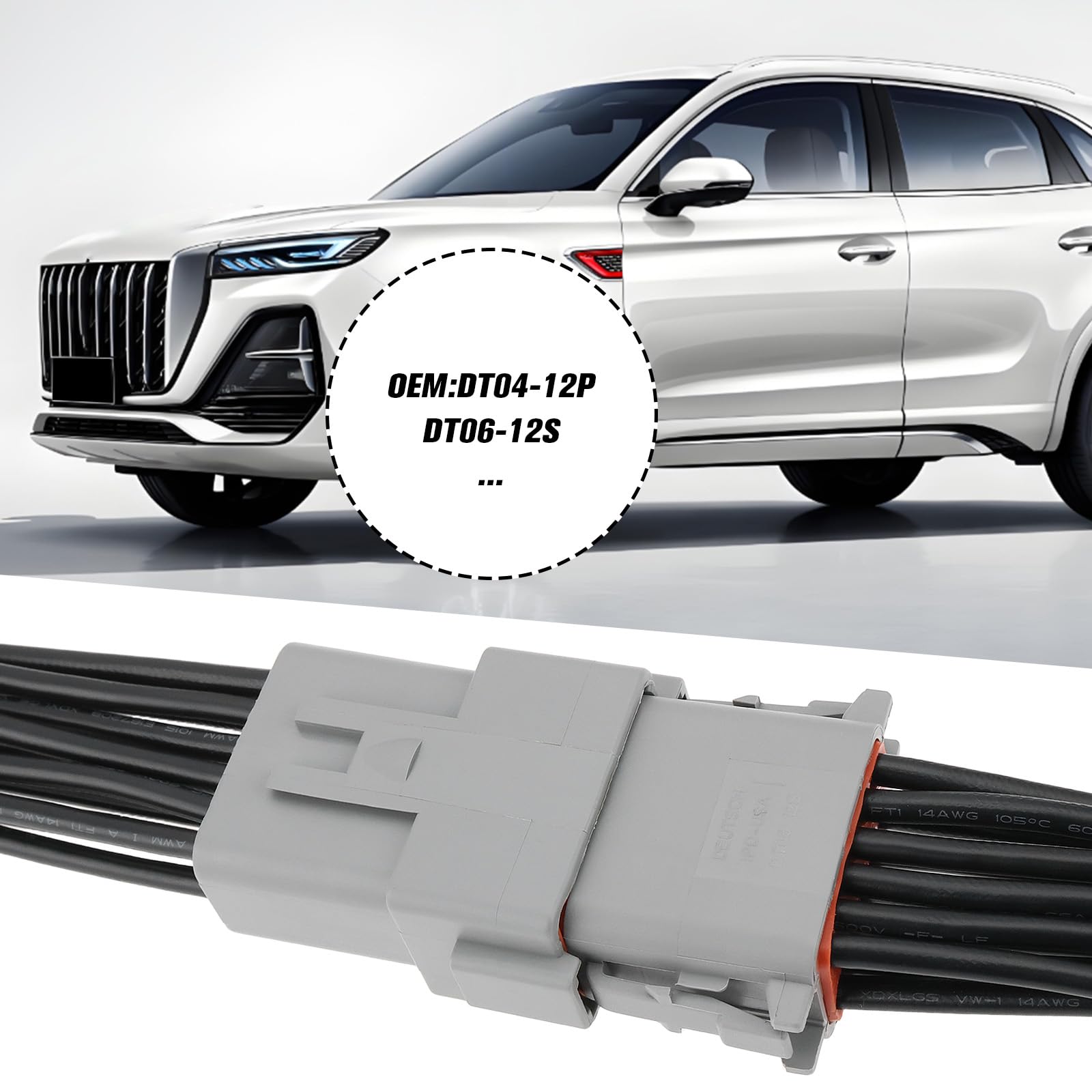 2 Pezzi Spina Elettrica Sigillata Per Autoveicoli A 12 Pin DT04-12P DT06-12S Per Applicazioni Automobilistiche E Industriali 15 Cm 14 AWG