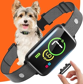 Dog Bark Collar for Large Medium Small Dogs, Rechargeable Smart Bark Collar, Anti Barking Training Collar with 7 Adjustable Sensitivity Beep Vibration Black