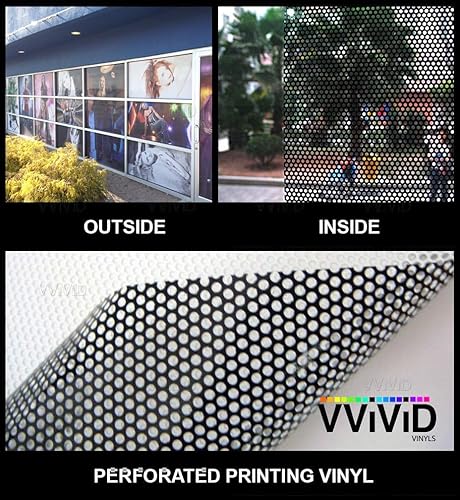 Miniatura 2 de VViViD Vinilo perforado de privacidad en un sentido película adhesiva para vidrio rollo para forrar Blanco