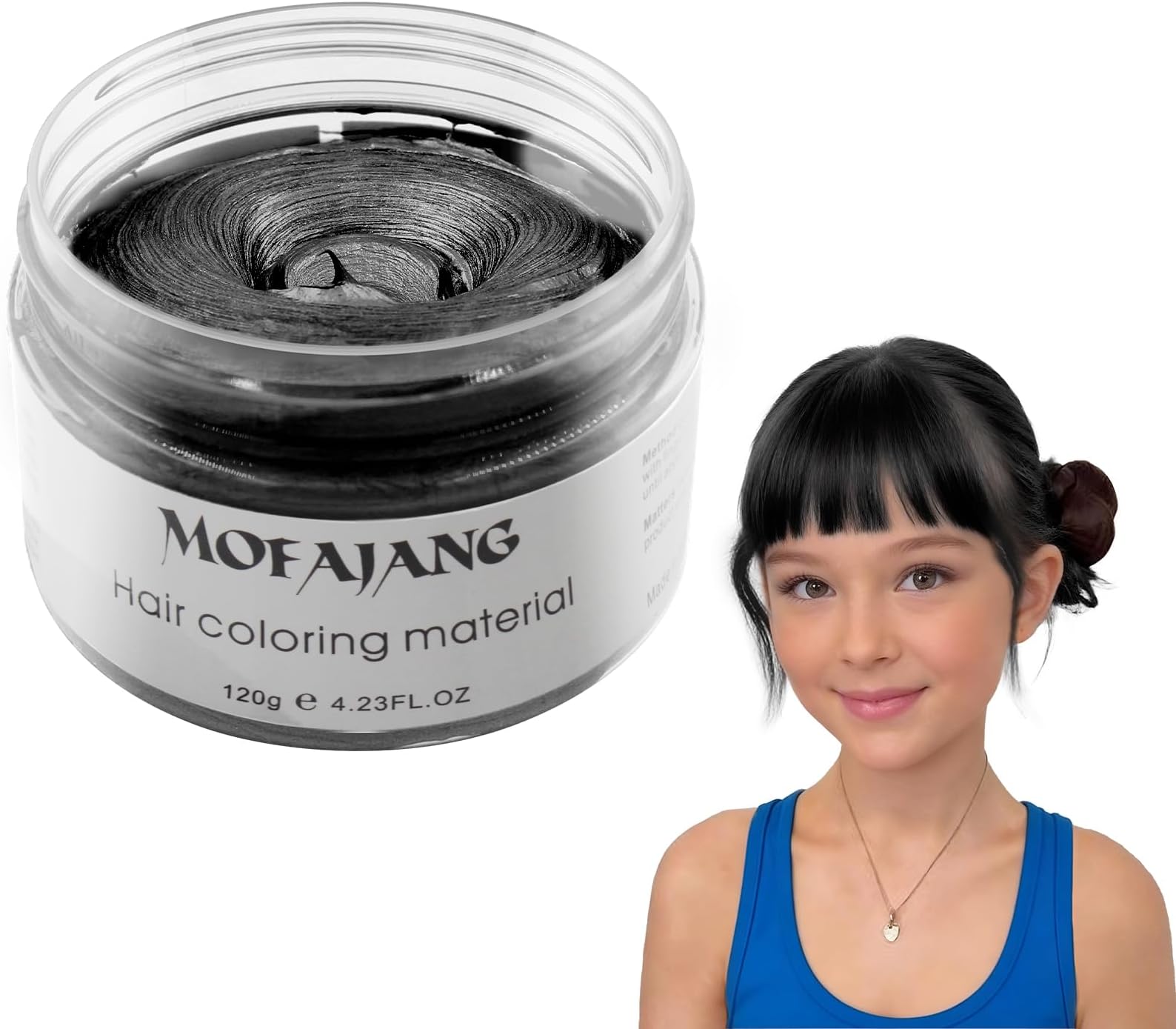 Black Temporary Hair Dye Wax Natural Instant Hair Color Wax Pomades 4.23 oz, Hair Styling Clay for Party, Festival, Halloween, Christmas