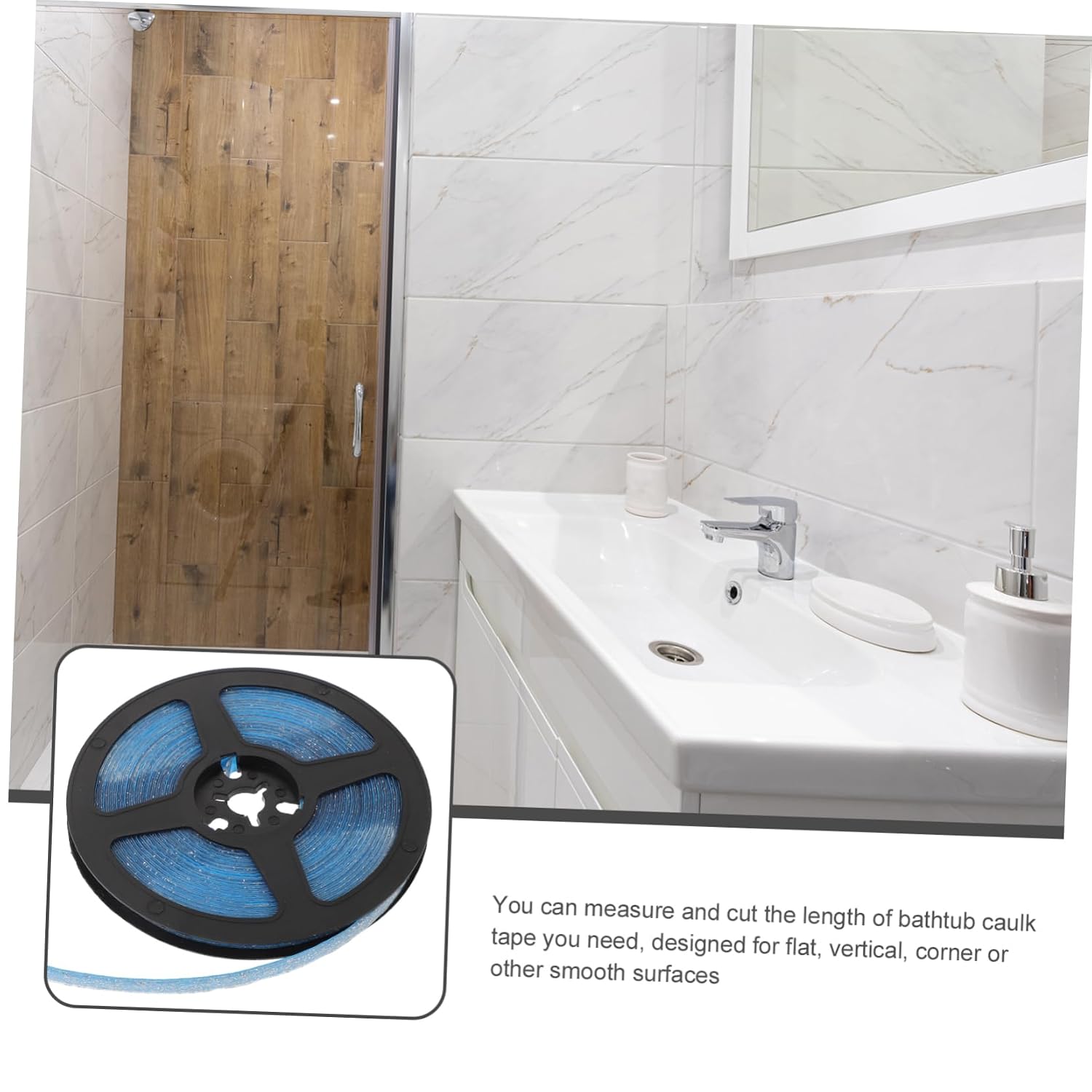 2 Rolls Bathroom Caulk Tape Self Adhesive PVC Acrylic Sealing Strips