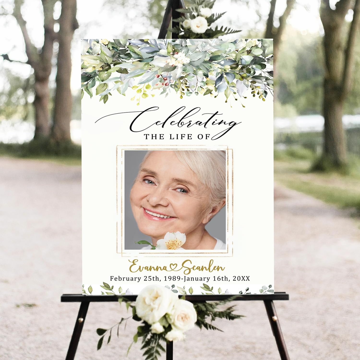 Celebration of Life, Funeral Welcome Sign, Large Memorial Poster, Funeral decoration, Obituary Memorial Service, Funeral program, Floral Funeral Welcome Sign, In-loving Memory Sign