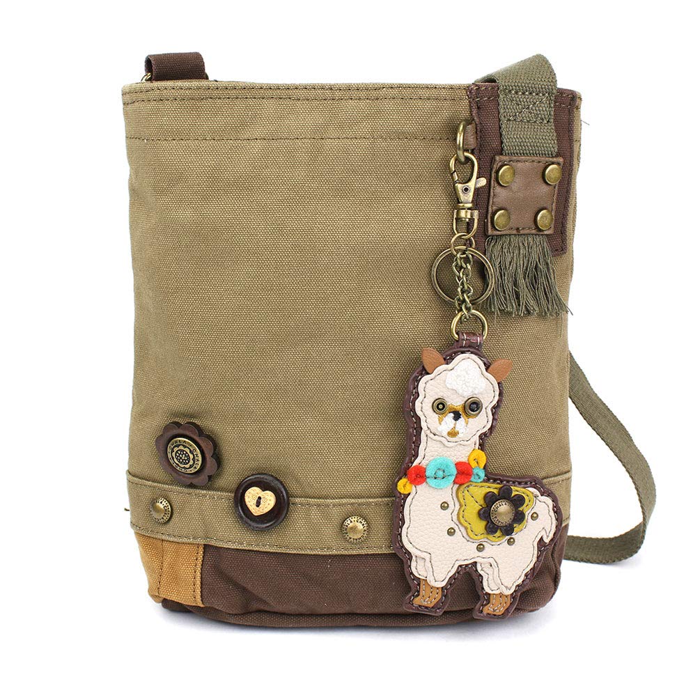 CHALA Patch Cross-Body Women Handbag, Canvas Messenger Bag Olive, Metal Charming Cross - Oliv, Medium — view 57