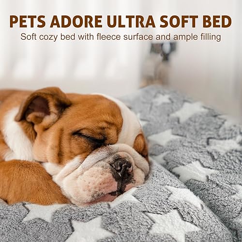 Miniatura 3 de Mora Pets Cama para gatos, almohadilla para jaula para perros, cama ultrasuave para mascotas con bonito estampado de estrellas, tapete lavable para