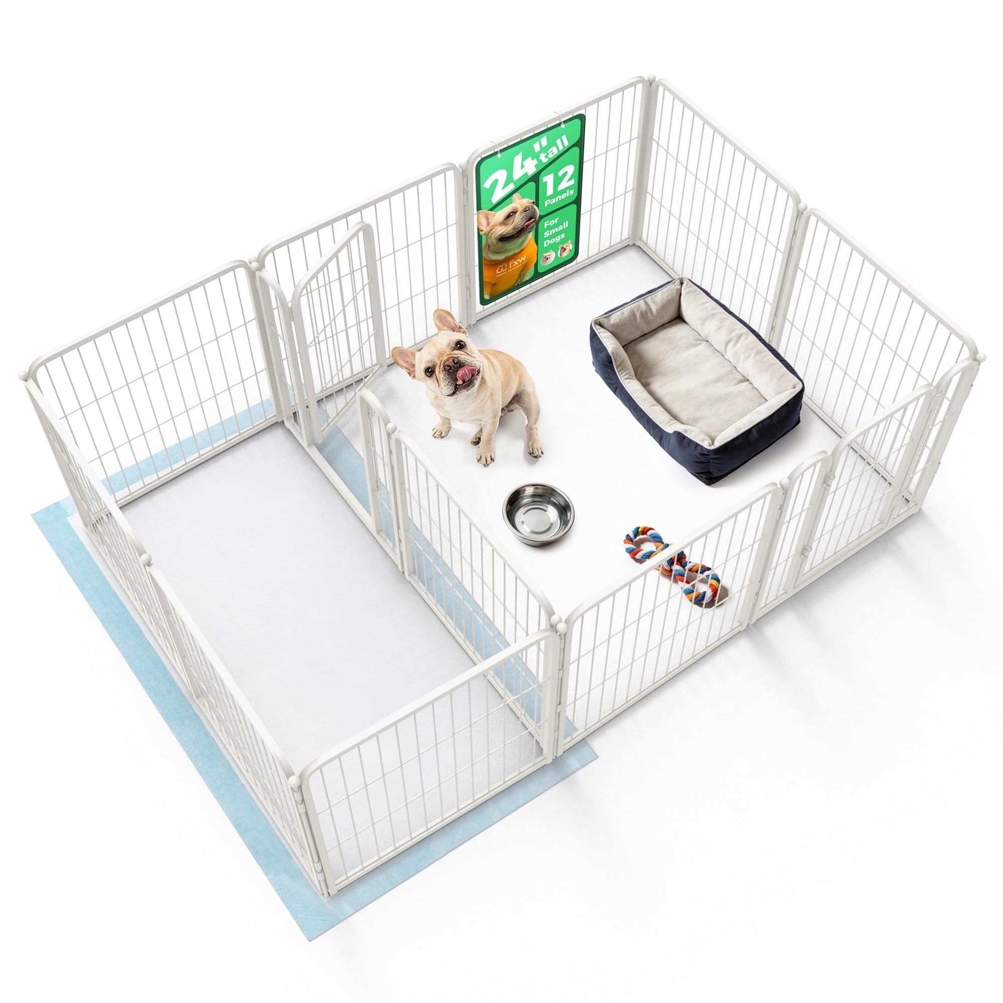FXW Homeplus Indoor Dog Playpen with Divider Connectors, 24" H, 12 Panels