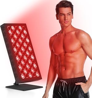 Red Light Lamp Heat Lamp Face Rotlichtlampe Gesicht, 50W Hochleistungs Nah Rotlichtlampe Therapie mit Kühlgebläse, 10/20/30min Timer, 5 Helligkeits Rotlichtlampe Wärmelampe