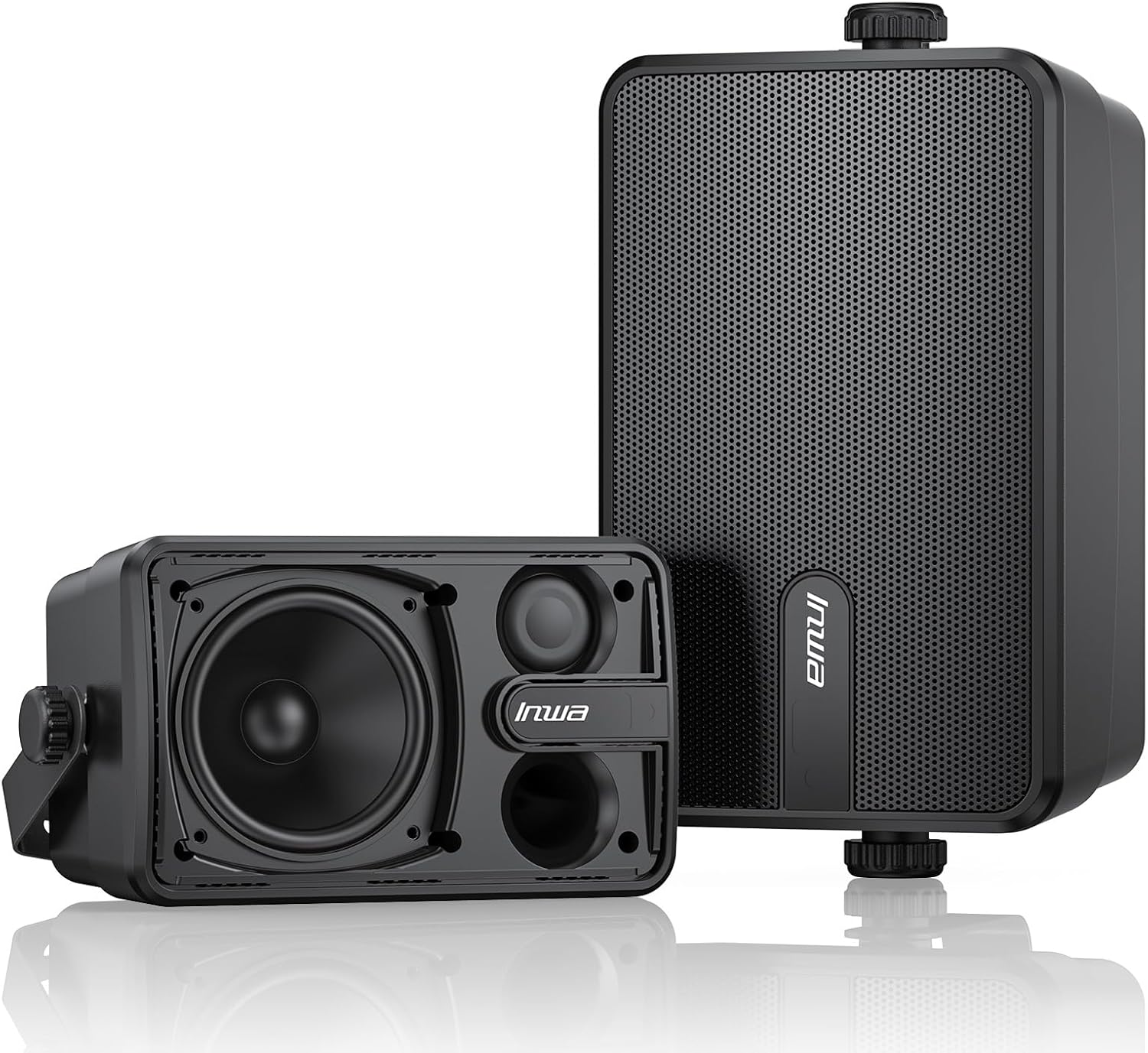 Inwa Outdoor Bluetooth Speakers, Active Passive Wall Mount Speaker, Waterproof Wireless Indoor/Outdoor Stereo Sound System w/Aux in, Suitable for Patio/Porch/Gazebo/Garage(MZ-650, Pair)