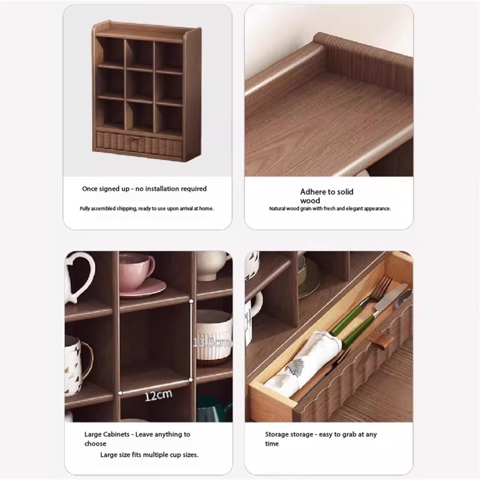 Tassenregal Massivholz-Getränkehalter, Gitterhalter, Kaffeetasse, Becher, Desktop-Aufbewahrung