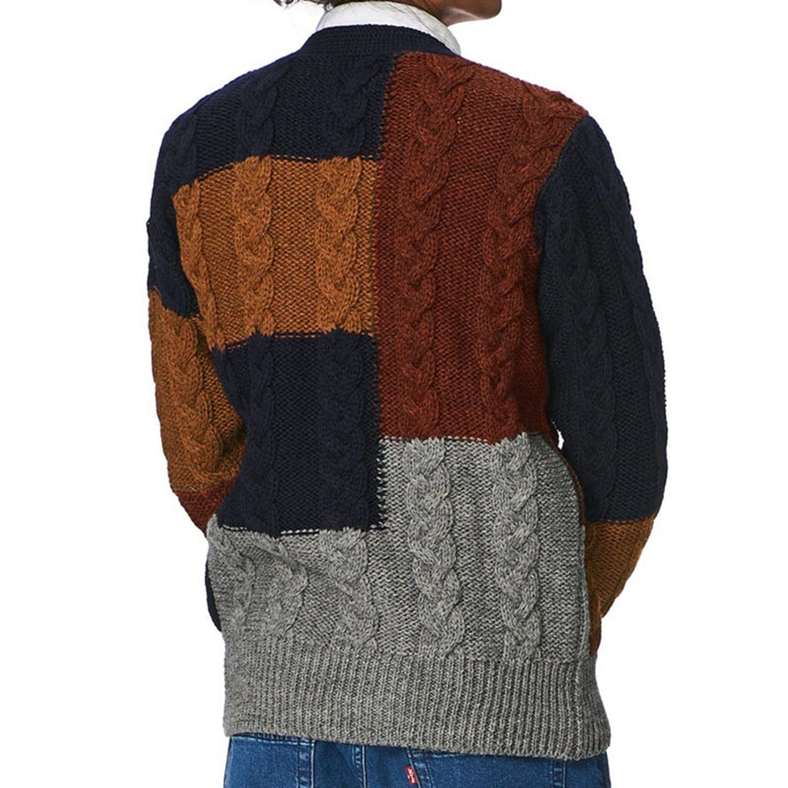 Giacca a Maniche Lunghe del Maglione a Maniche Lunghe del Cardigan di Contrasto degli Uomini