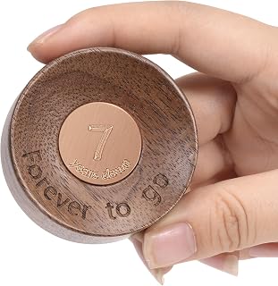 7 Year Anniversary for Him, Mini Solid Walnut Wood Copper Ring Dish Gifts for Her, Unique 7th Wedding Gift for Husband, 7 Years Down and Forever to Go Ring Tray Anniversary Present