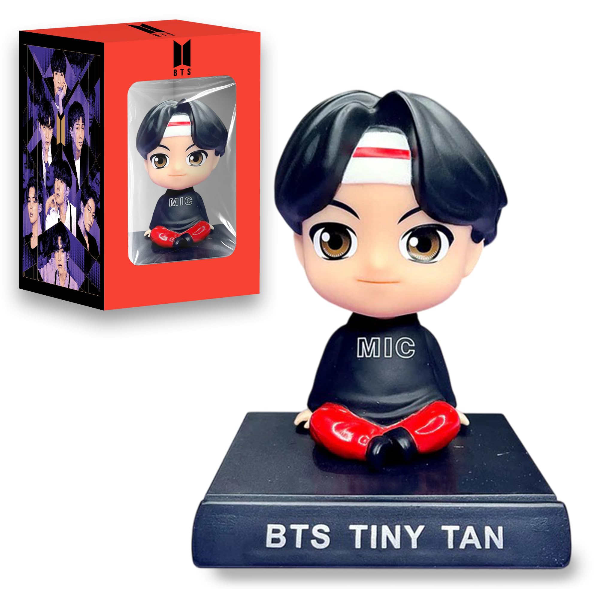 The Little Ones BTS RJ Action Figure - Limited Edition Bobblehead BTS RJ Action Figure BTS Gifts Toys with Mobile Holder for Car Dashboard,Office Desk & Study Table,Bubble Head [Pack of 1]