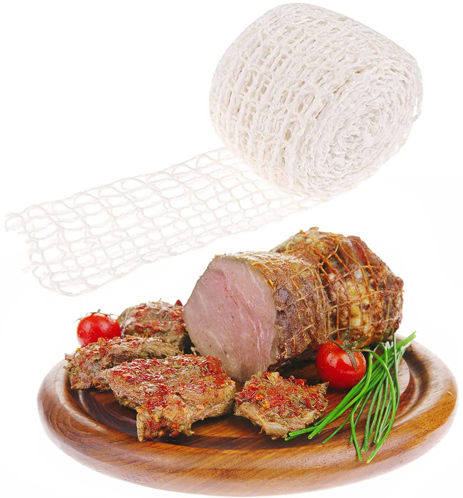 NALACAL 5m Meat Netting Roll, Size 18, Elastic Smoked Meat Poultry Ham Netting Meat Butcher Twine Net Roll Wrapping Net, Beef Netting Roll for Meat Cooking Meat Sausage Making