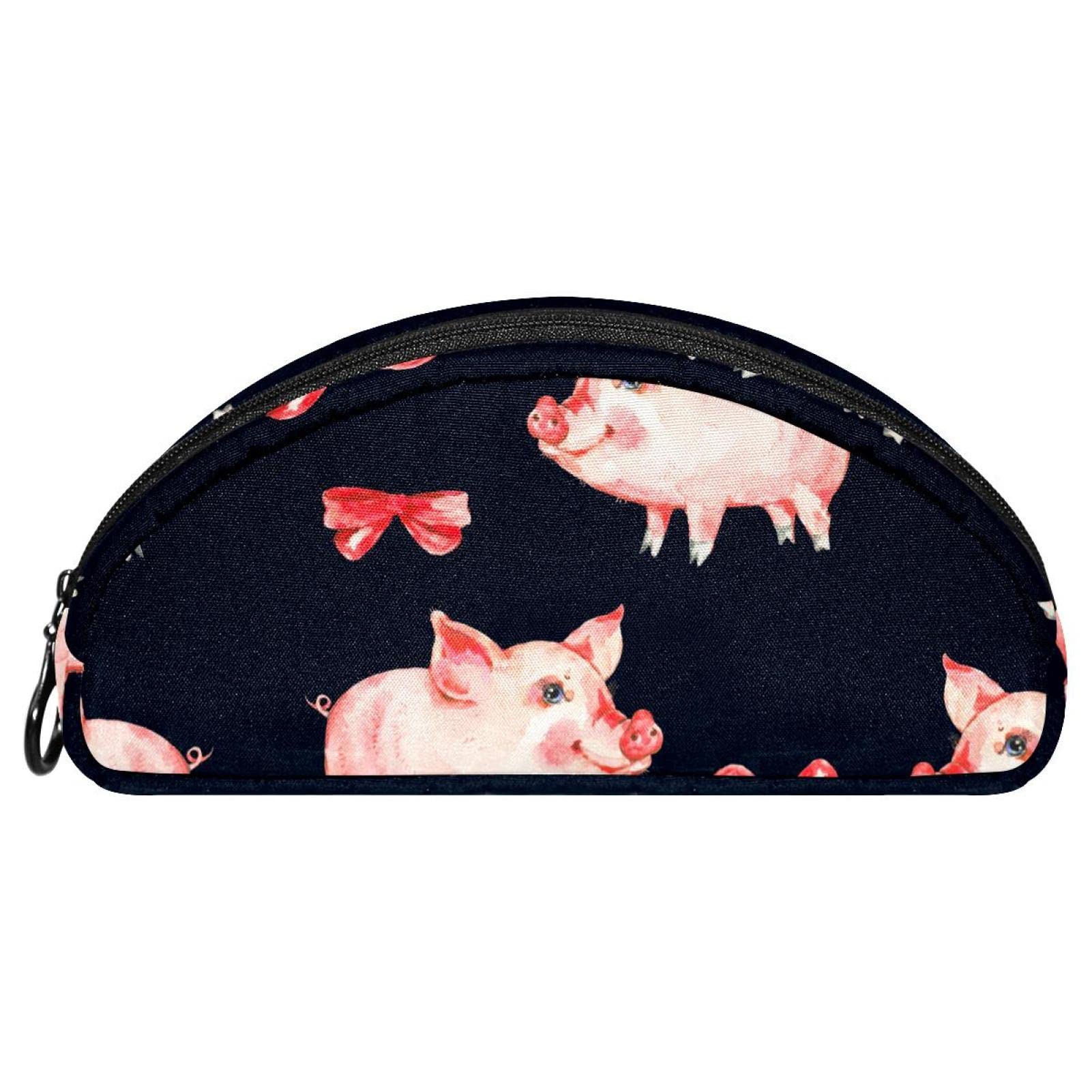 Pencil Box Pink Piglets and Bows Makeup Cosmetic Bag Travel Organizer for Accessories