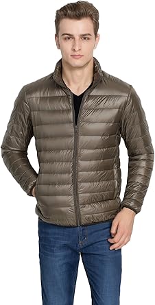 Men's Packable Down Puffer Jacket Light Weight Coats Burgundy S at