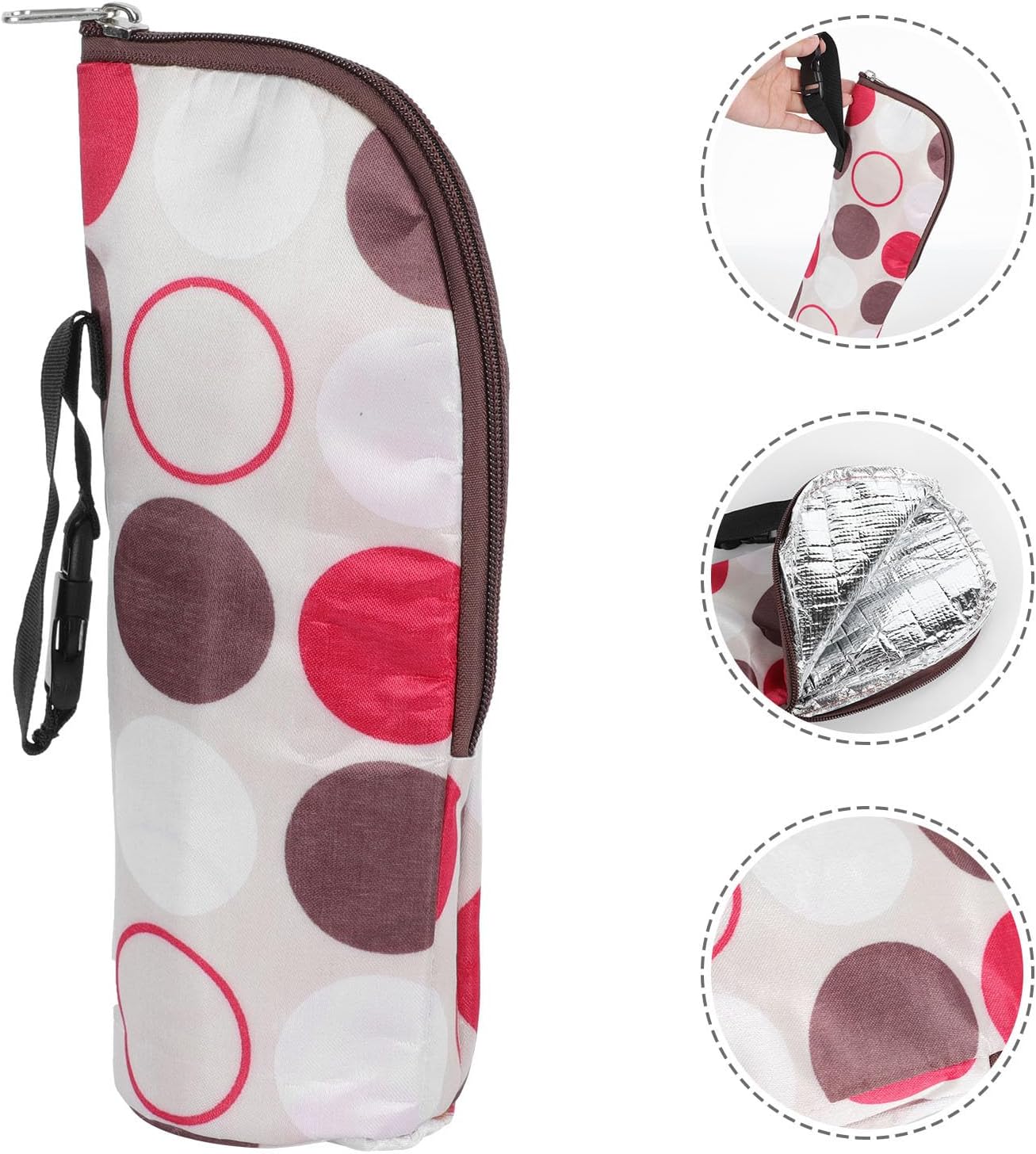 Insulated Milk Bottle Pouch for Babies Portable Thermal Feeding Bottle Bag with Hanging Strap Beige Gardener Design for Travel and Stroller Use