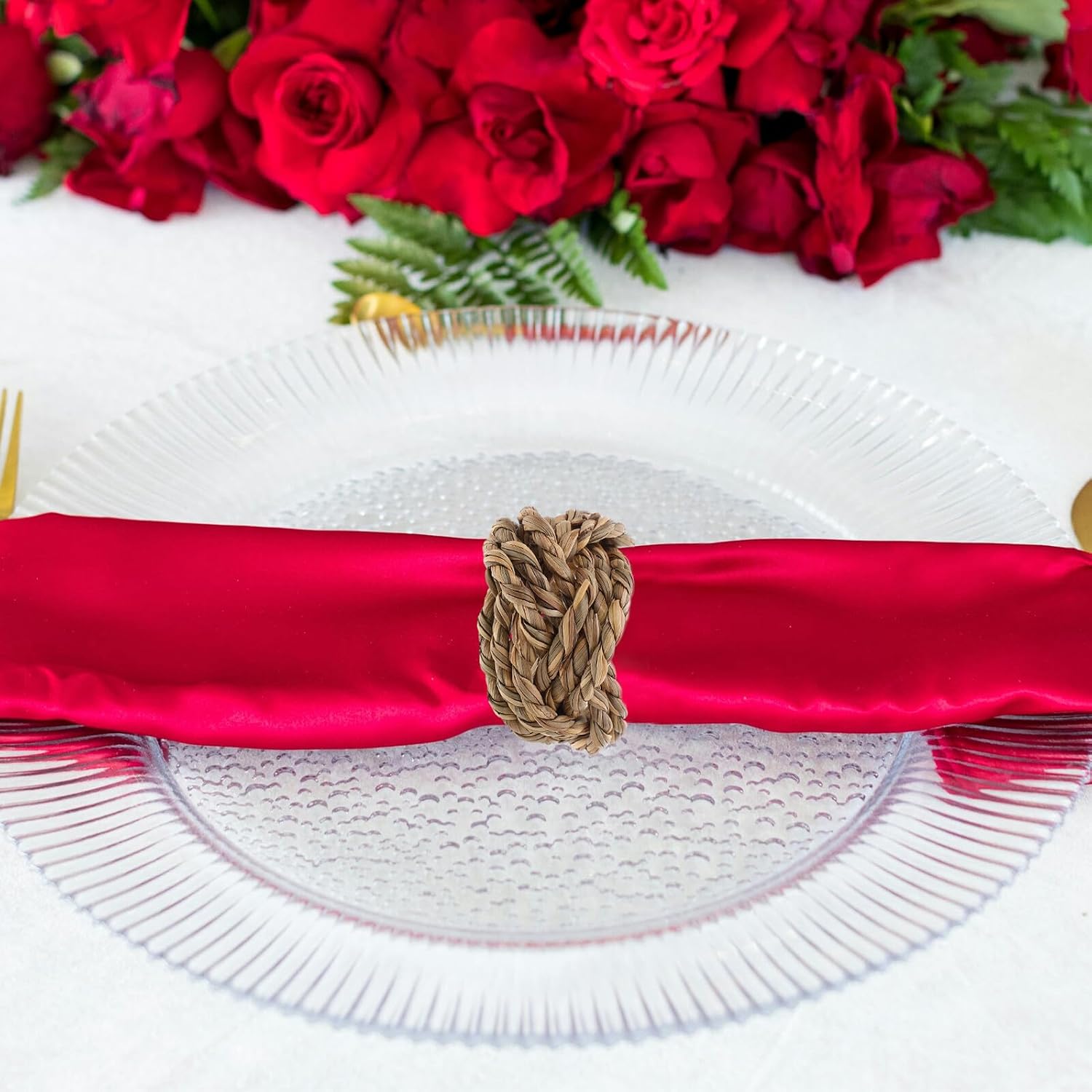 Healifty 12pcs Bohemian Hand-Woven Jute Napkin Rings Rustic Farmhouse Round Napkin Holder Set for Wedding Dinner Party Table Décor