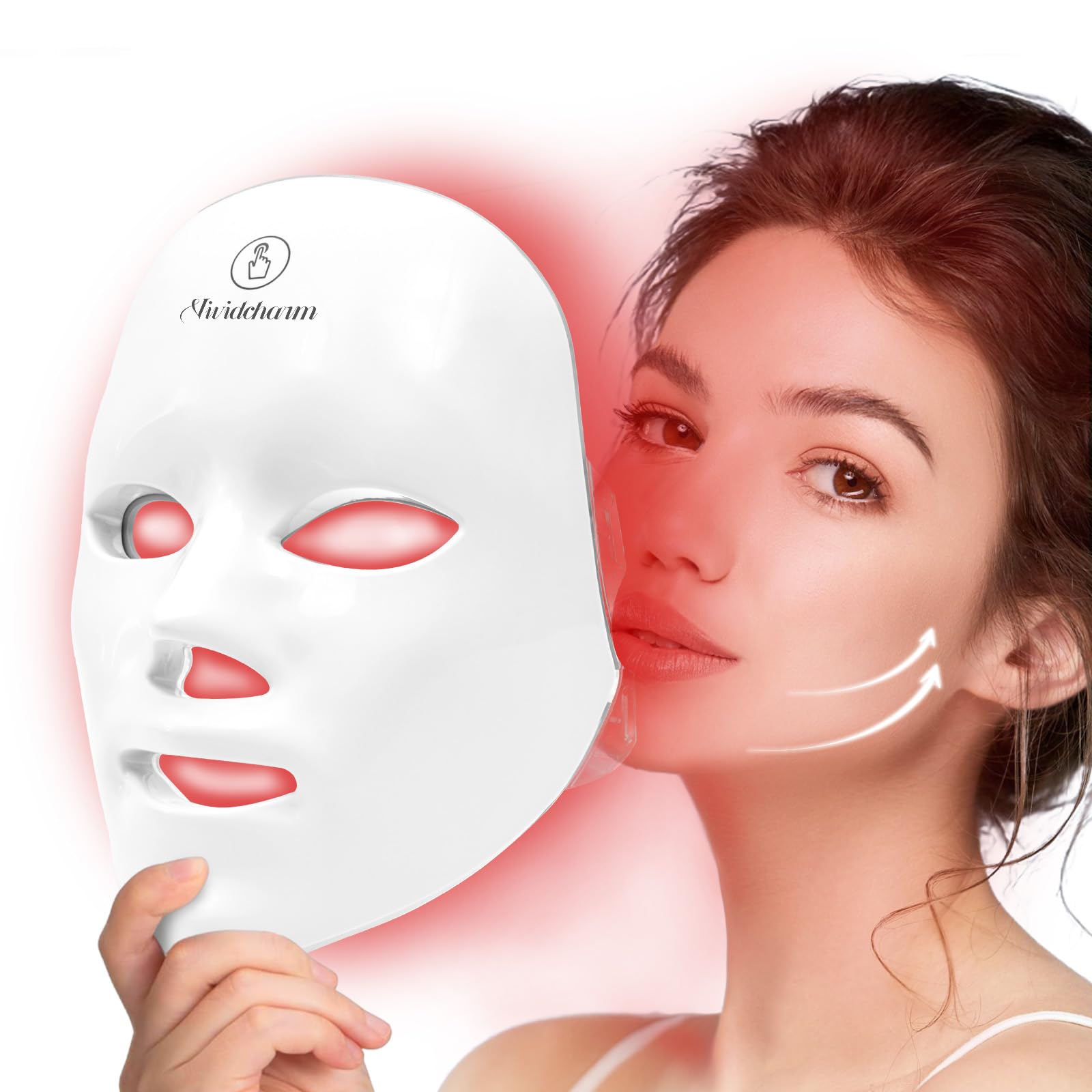 VIVIDCHARM Red Light Therapy Mask for Face - 7+1 Colors LED Light Facial Mask,Cordless,Skin Care at Home,Great Gifts for Women Girlfriend Mom Mothers