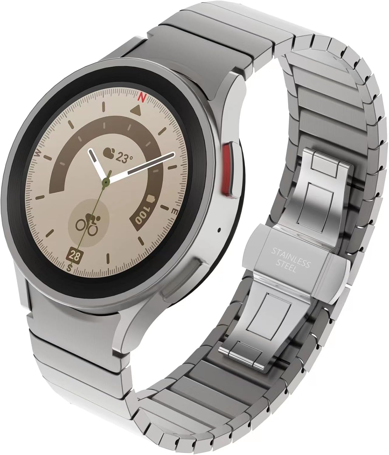 VeveXiao Metal Strap Compatible with Samsung Galaxy Watch 6 40mm 44mm Band/6 Classic 43mm 47mm/Watch 5 Pro 45mm/Watch 5/4 40mm 44mm/Watch 4 Classic 42mm 46mm, Stainless Steel Link Bracelet