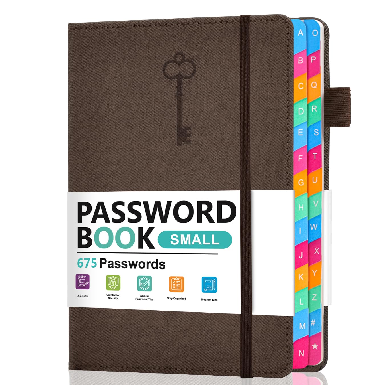 hi!SCI Password Keeper Book with Colorful Alphabetical Tabs, Hardcover Password Log-book for Internet Password and Website Address, 4.1 x6.2 ''