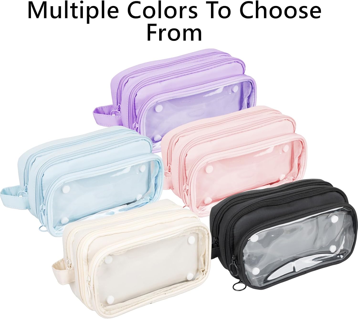 Pencil pouch with compartments,Large Capacity Detachable Marker Organizer,Pen Pencil Case, Make up case, 4.9x8.2 inches, Customizable transparent Ita Bag(black)