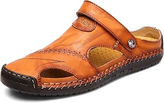 Men's Leather Hollow Athletic Sandals Slip-on Roman Casual Shoes
